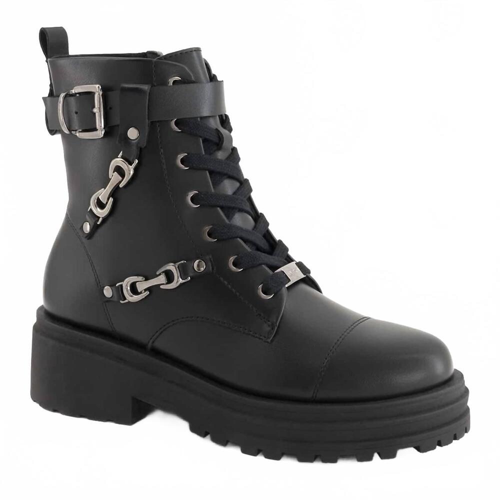 NEW ANDREA women's lace-up combat boot in black